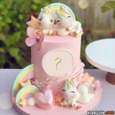 Beautiful Unicorn Cake With Initial Alphabet For Girls
