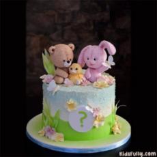 Cute Teddy Bears Cake With Initial Alphabet