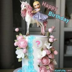 Happy Birthday Cute Doll Cake For Girls With Initial Alphabet