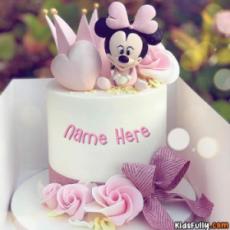Sweet Micky Mouse Cake With Name For Girls