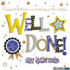 Well Done For Passing Your Exams Wish Card With Name