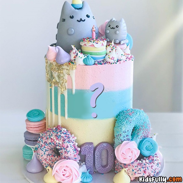 Beautiful 10th Birthday Cake With Initial Alphabet For Kids