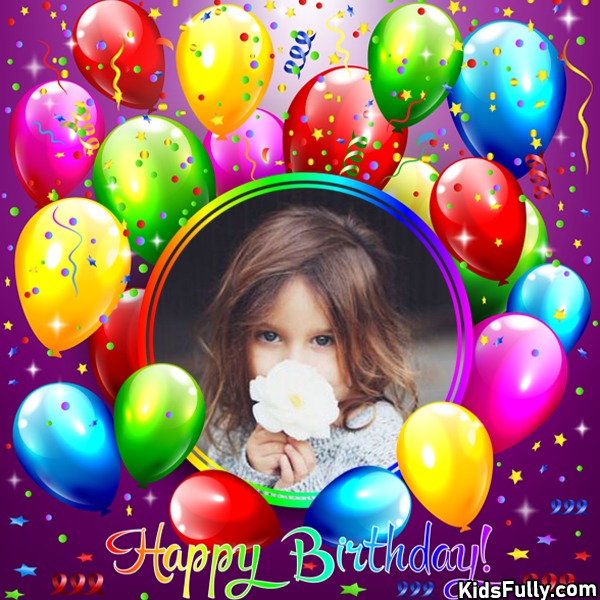 Birthday Balloons Card With Picture For Kids