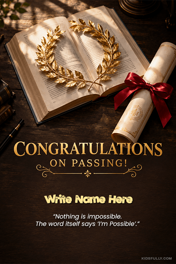 Create Personalized Exam Success Congratulations Card with Name and Message | For Kids | Congratulations | KidsFully Image Art with Name & Photo | Free Online Kids Congratulations Congratulations For Passing Exams Maker | kidsfully