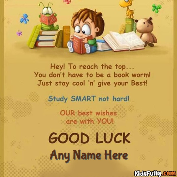 Good Luck On Exams Card With Your Name