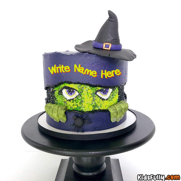 Halloween Monster Cake With Name For Kids