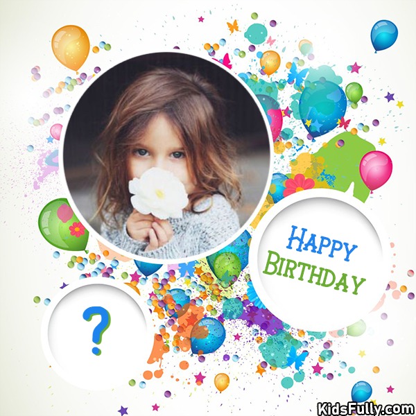 Happy Birthday Colorful Card With Picture And Initial Alphabet