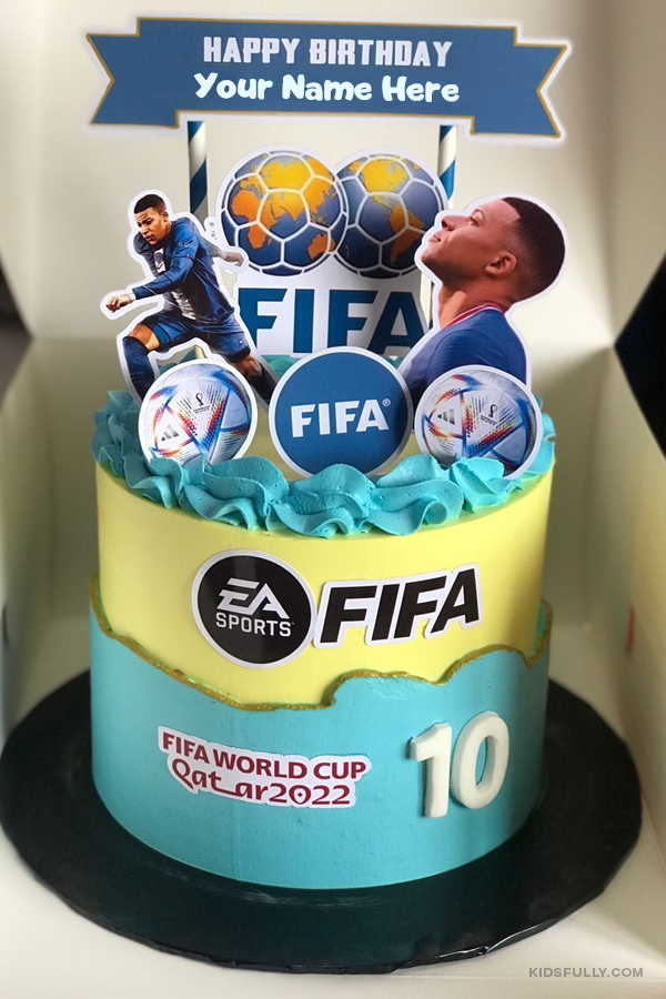 Happy 10th Birthday Fifa World Cup Cake with Name | whats new | For Kids | KidsFully Image Art