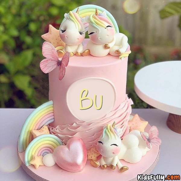 Beautiful Unicorn Cake With Initial Alphabet For Girls for Bunzu